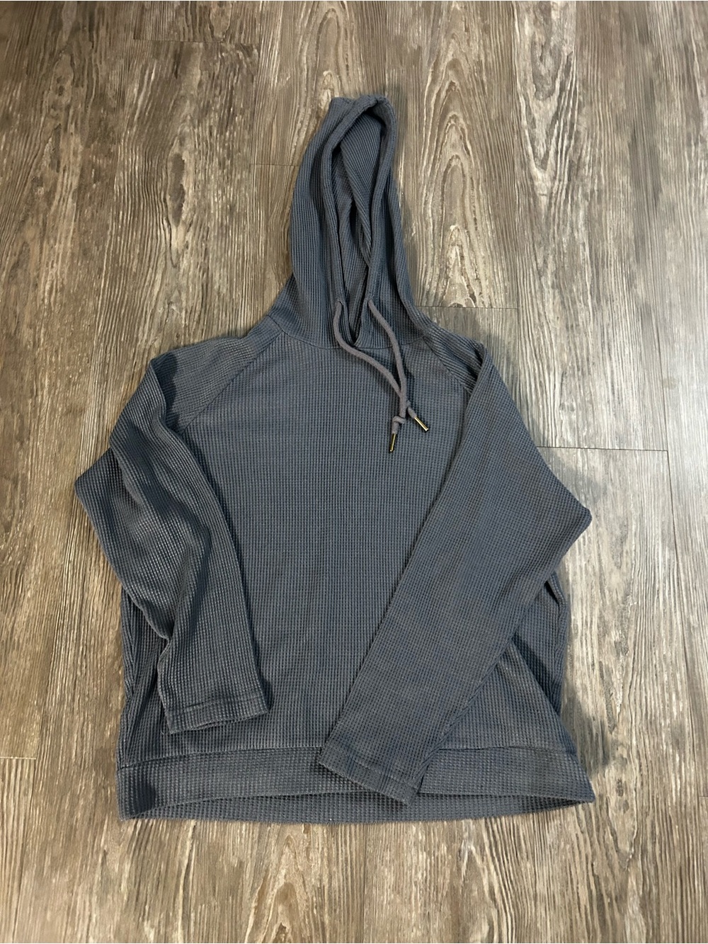 World market Waffle-Knit Hooded Top - Slate Blue